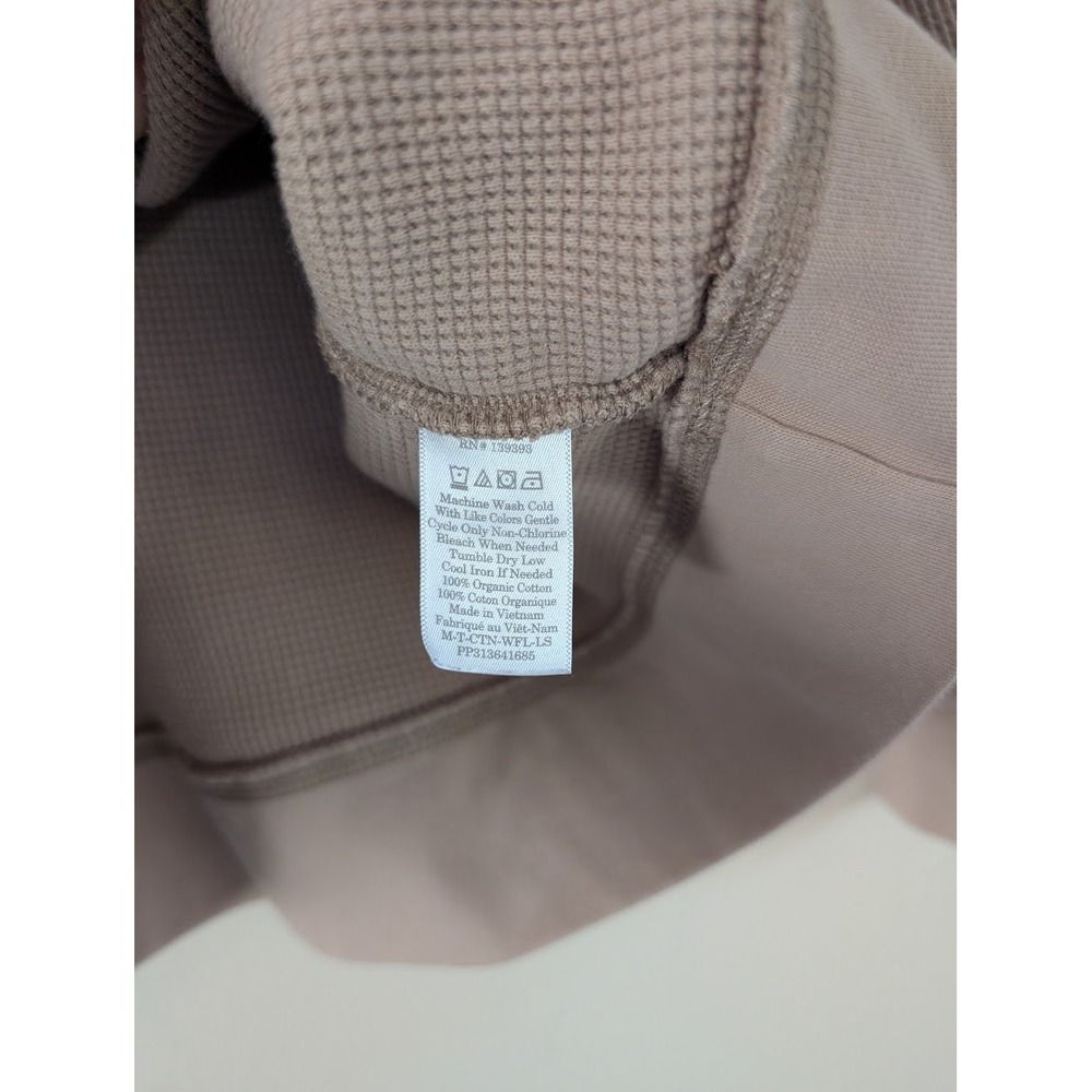 Everlane Organic Cotton Waffle Knit Long Sleeve Crew Neck Top Beige Lounge Cozy‎ - Picture 6 of 8